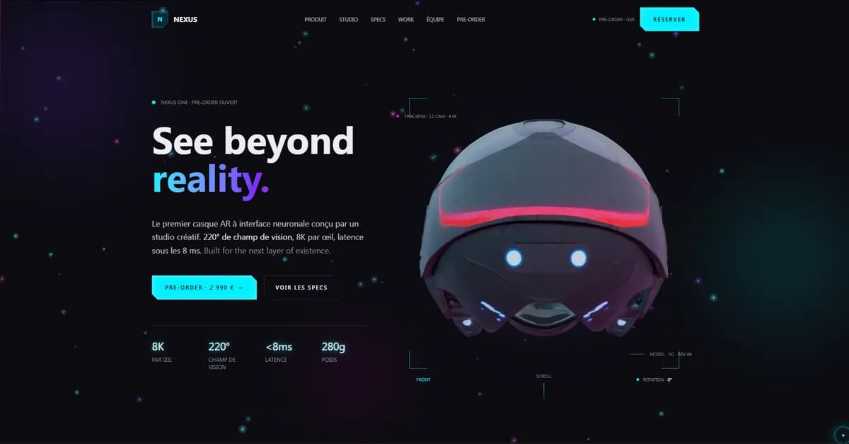 Aperçu du site Nexus réalisé par Nucleocode